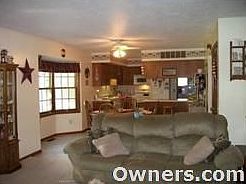 view from family room to kitchen