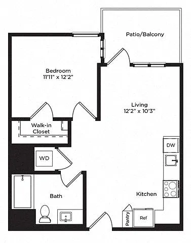 Floor plan 1B w/ Balcony