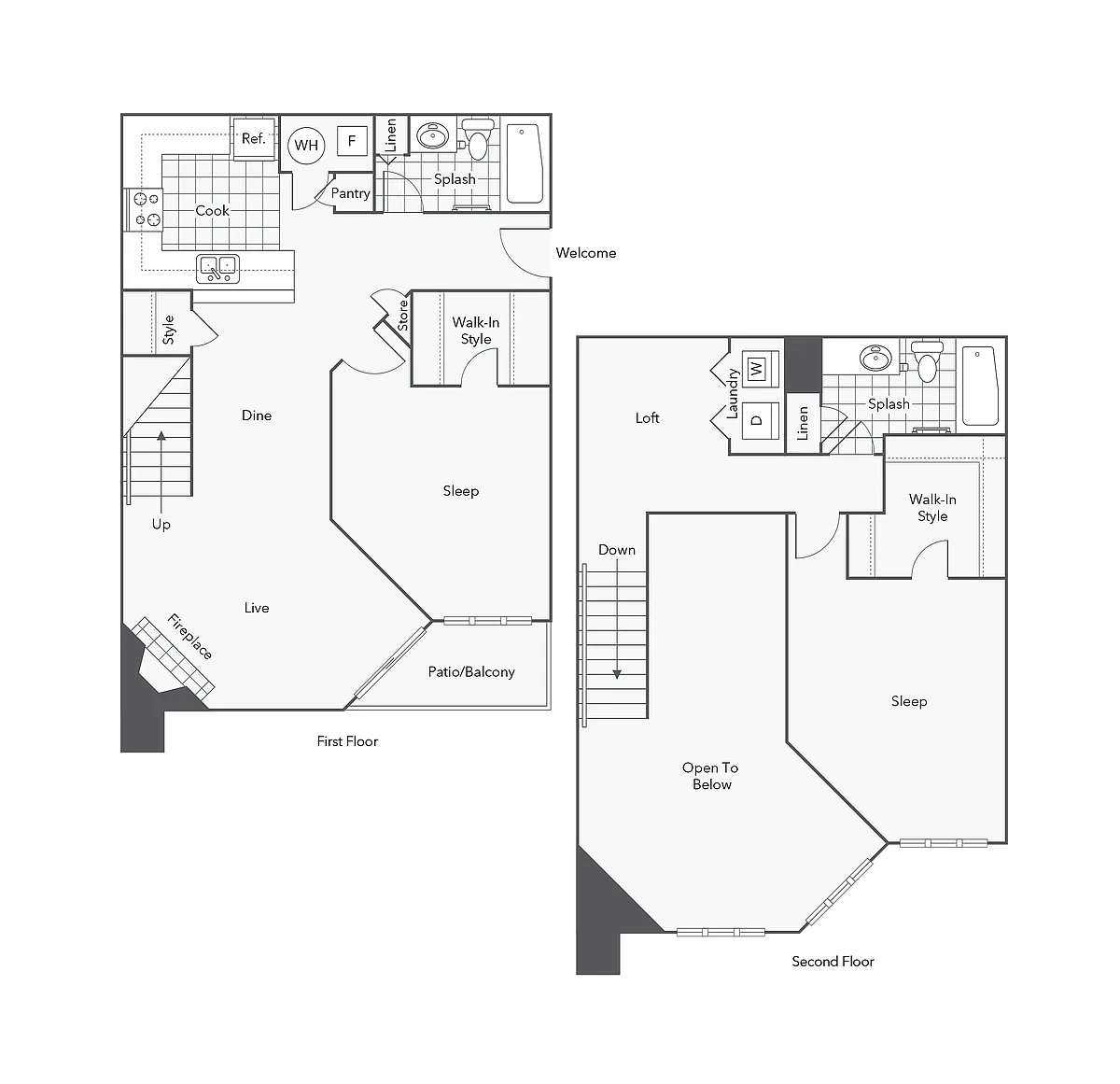 Floor plan 2 BR x 2 BA - C1 (Affordable 50)