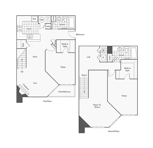 Floor plan 2 BR x 2 BA - C1 (Affordable 65)