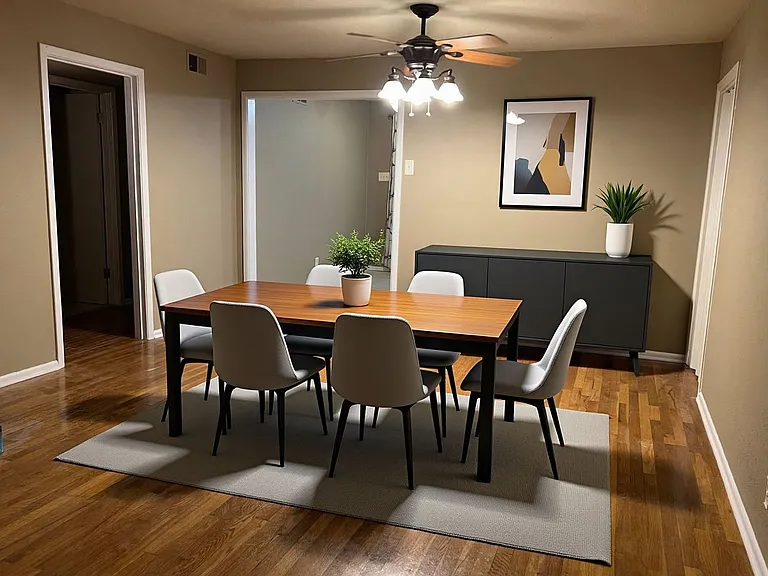Virtually staged dining area