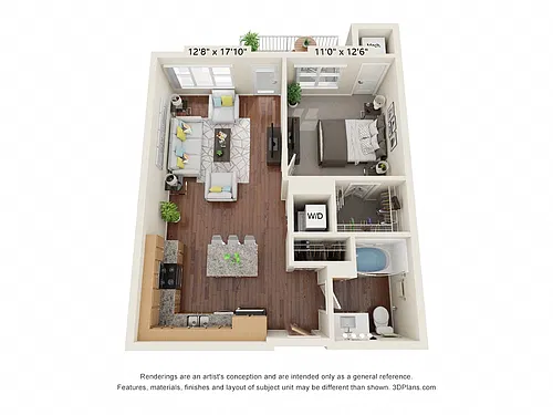 Floor plan One Bedroom - C