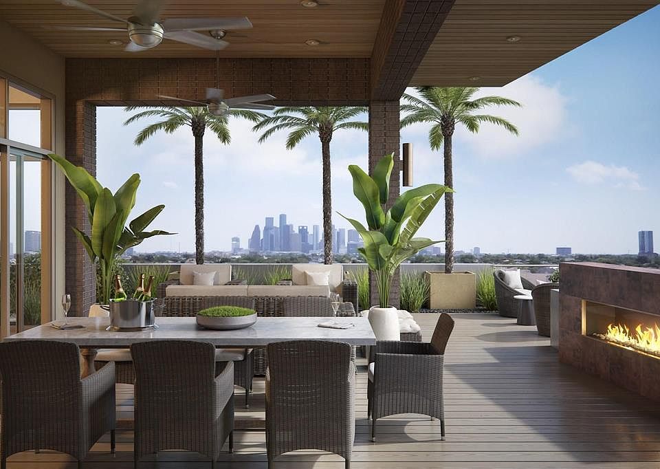 Expansive grand terrace serves as an extension of your home and lifestyle, raising the bar for condo living. Fireplace and summer kitchen options are available to create your perfect outdoor living space. Rendering shown is an example and may not be 