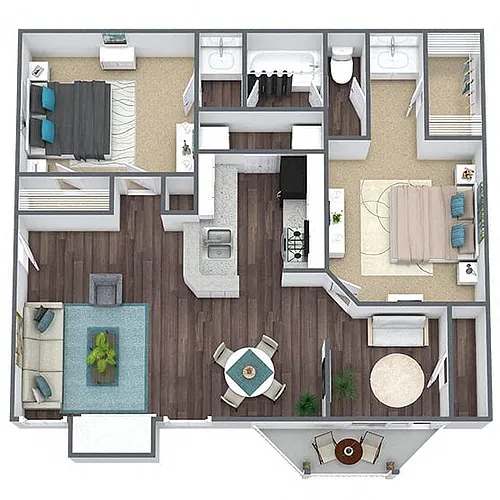 Floor plan B1: 2 Bed 1 Bath