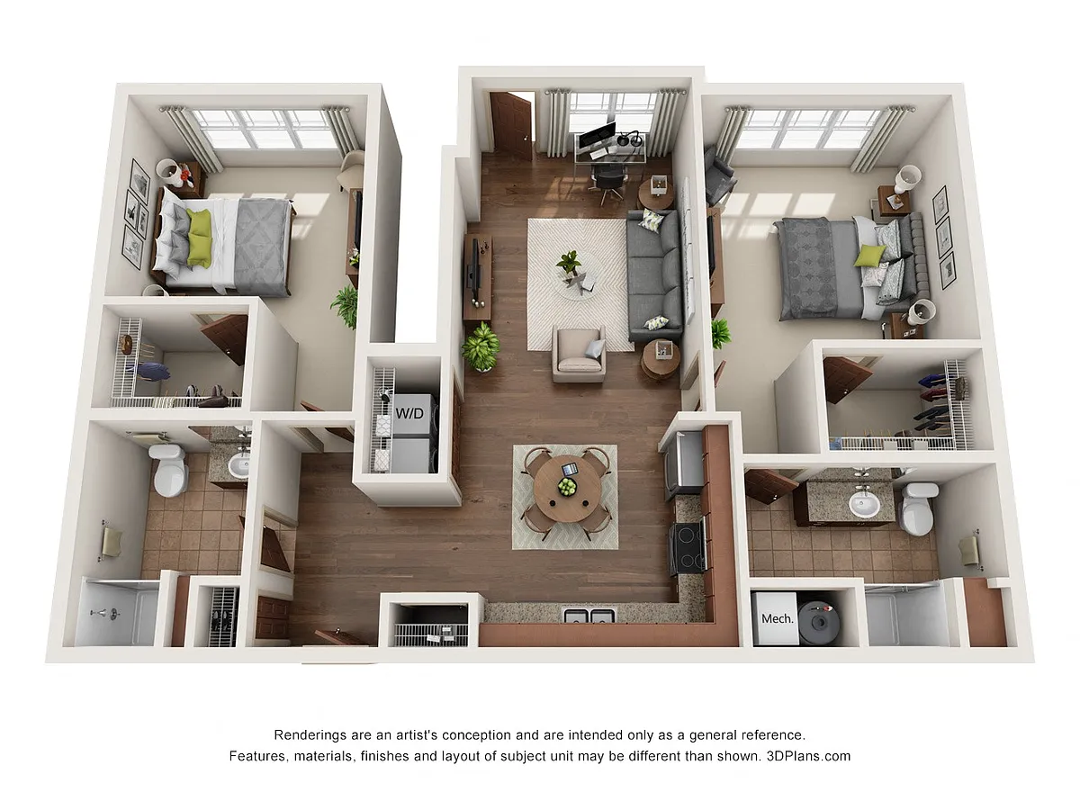Floor plan 2-Bedroom Deluxe with Garage