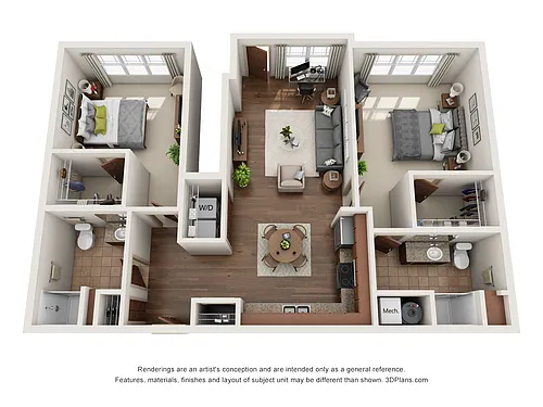 Floor plan 2-Bedroom Deluxe with Garage