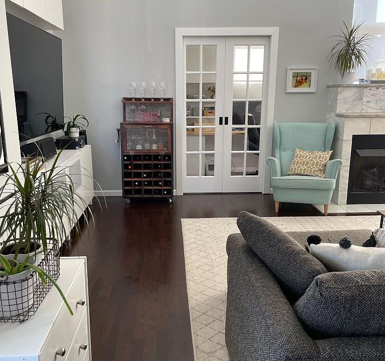 Living room and office/den
