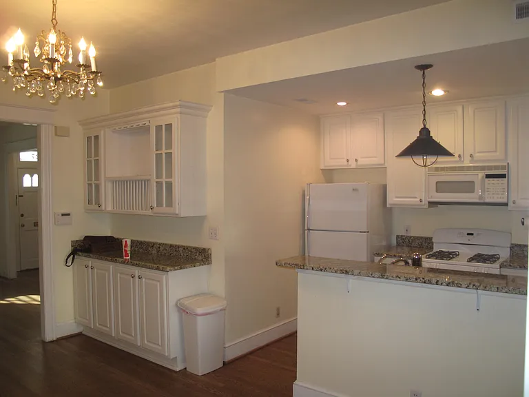 kitchen and bar area