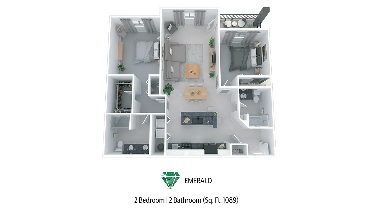 Floor plan 2 Bedroom 2 Bathroom