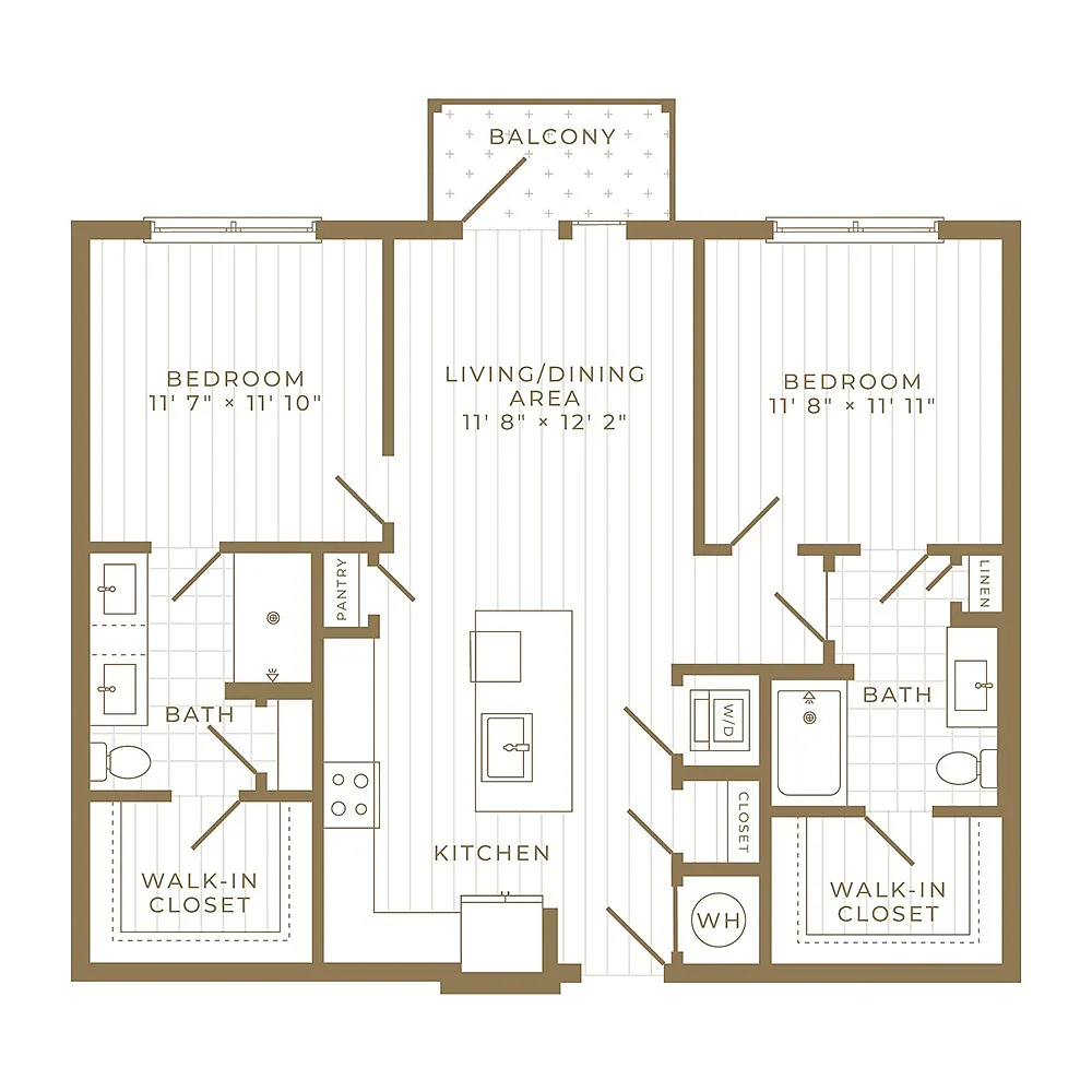 Floor plan B1: 2 Bed 2 Bath