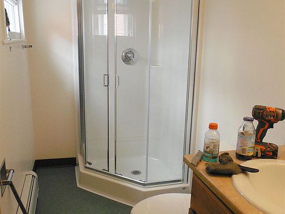 New bathroom; medicine chest with mirror over sink; high win