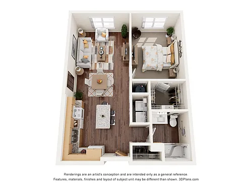 Floor plan One Bedroom 1B