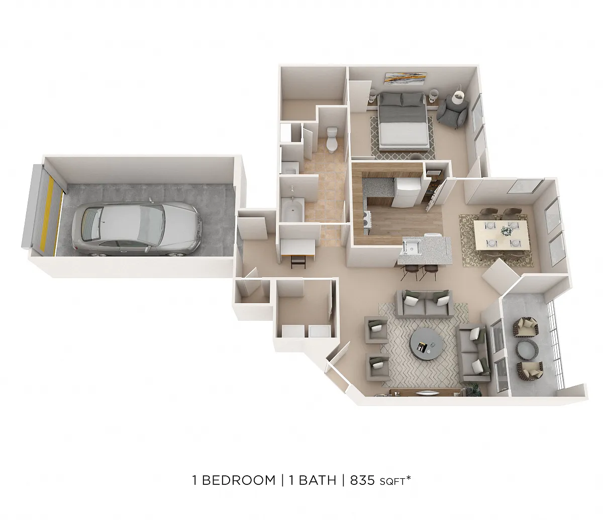 Floor plan One Bedroom-835 sqft