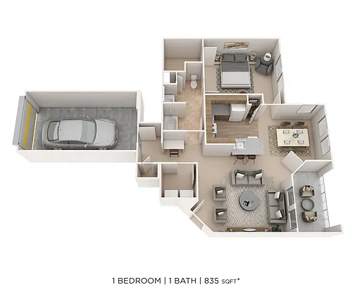 Floor plan One Bedroom-835 sqft