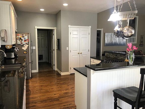 Kitchen view toward mudroom/door to garage