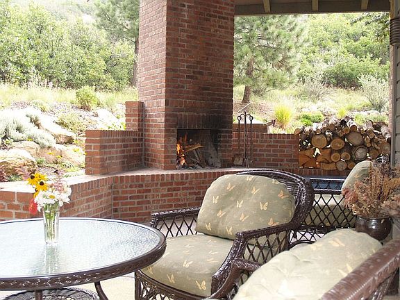 west porch with fireplace