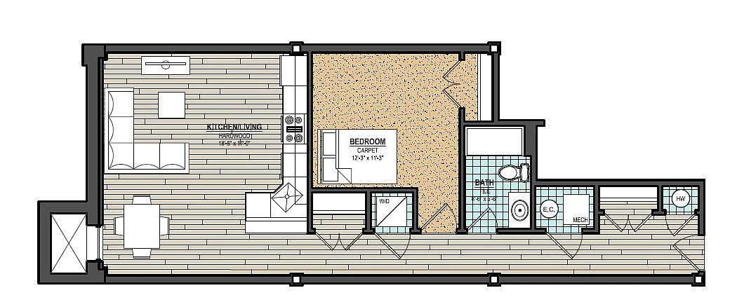 Floor plan Blockley I - 1 Bed 1 Bath