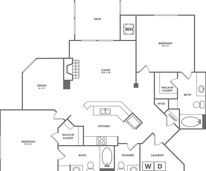 Two Bedroom Two and a Half Bath (1102 SF) Two Bedroom Two and a Half Bath (1102 SF)