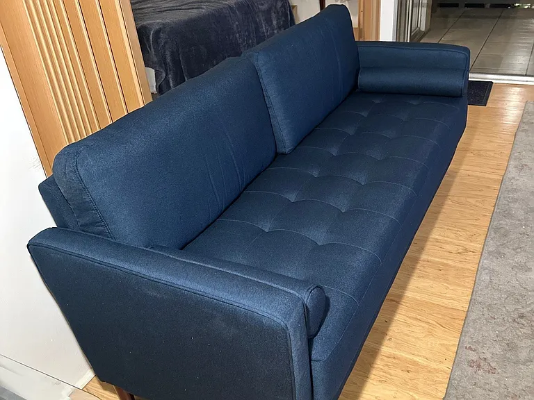 NEW Couch. Note the room divider was replaced with the sliding solid wood doors shown in other photos!