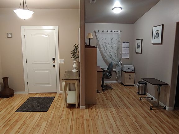 Front entry door and office nook.