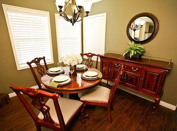 The open floor plan leads to the cozy dining room