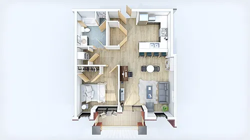 Floor plan Beckley 1 Bedroom, 1 Bathroom
