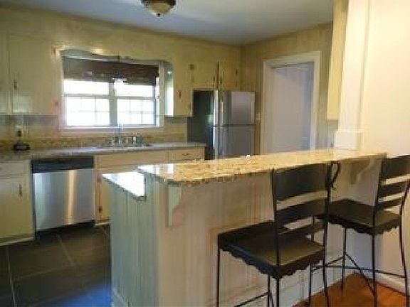 Kitchen with snack bar.
