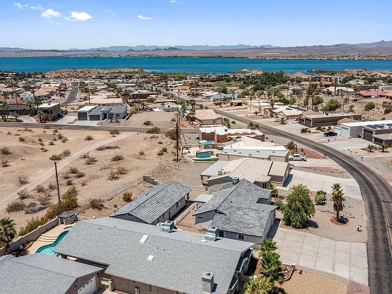 The beauty around you. 
Palo Verde Blvd N bending towards the lake and cross street at the left is Tamarack Dr.