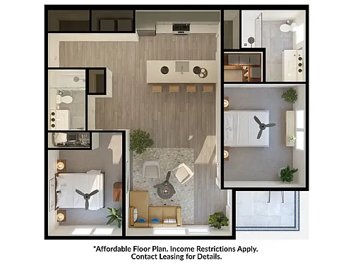 Floor plan B3A - Affordable (Income Restrictions)