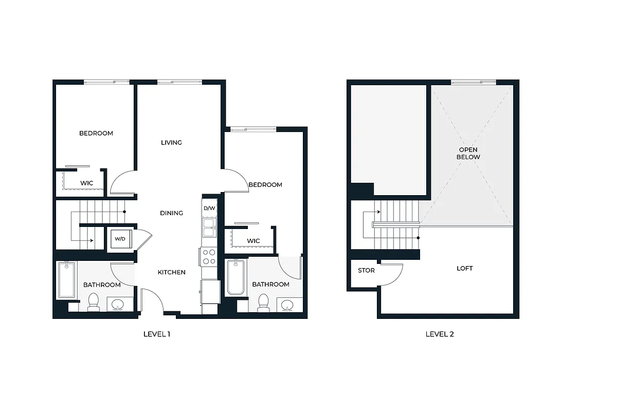 Floor plan Two Bedroom Loft C2L