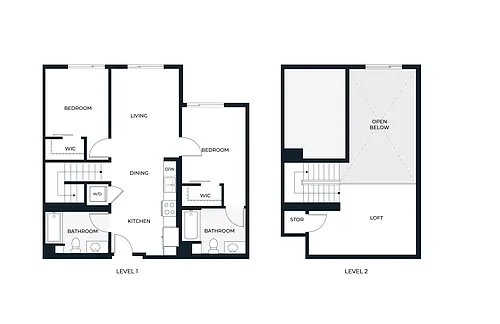 Floor plan Two Bedroom Loft C2L