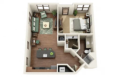 Floor plan Hawkins 1 Bedroom 1 Bath