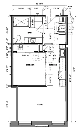 Floor plan 1 Bedroom / 1 Bath