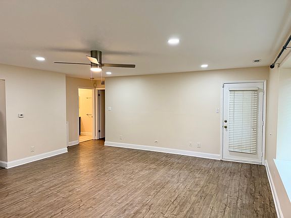 View from dining area towards bathroom and bedroom