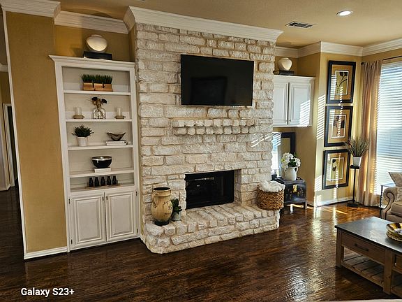 Family room fireplace and TV