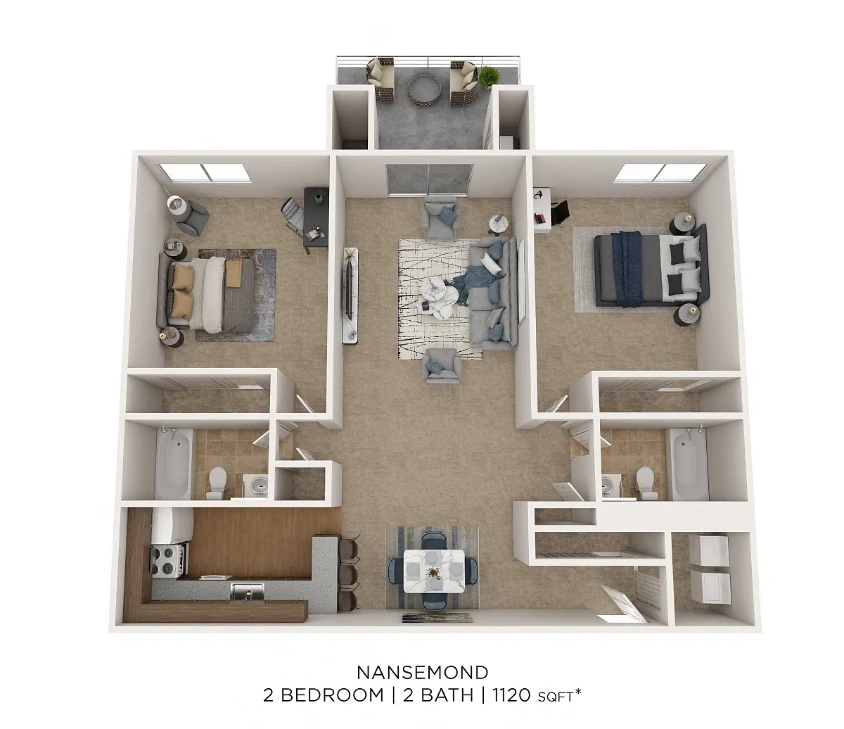 Floor plan Two Bedroom 2 Bath