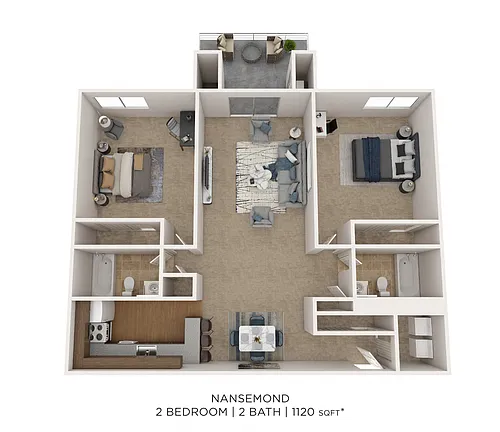 Floor plan Two Bedroom 2 Bath