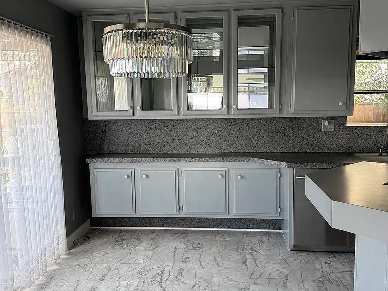 kitchen eating area with view