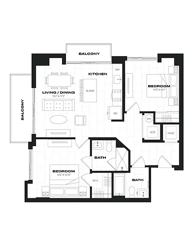 Floor plan 2 Bed/2 Bath-C2.1.1