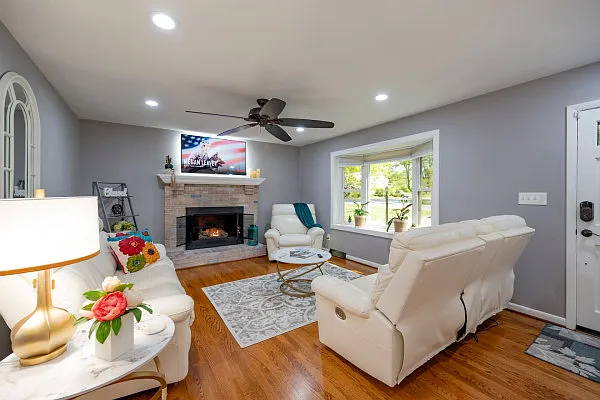Gas Log Fireplace, TV on Pivotal Bracket, Recessed Lighting, Keyless Entry Front Door and Kitchen Door