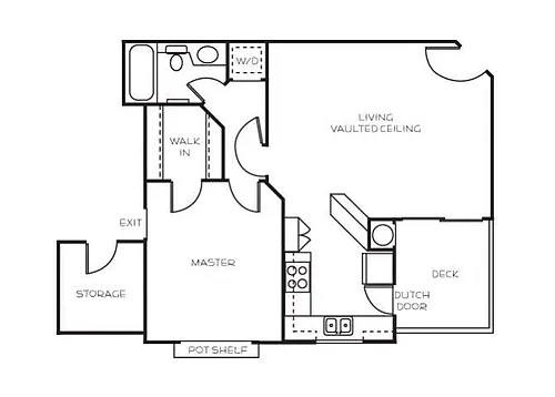 Floor plan 1 Bedroom, 1 Bathroom A