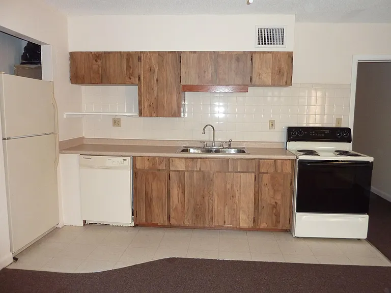 Kitchen with dishwasher and self-cleaning oven.
