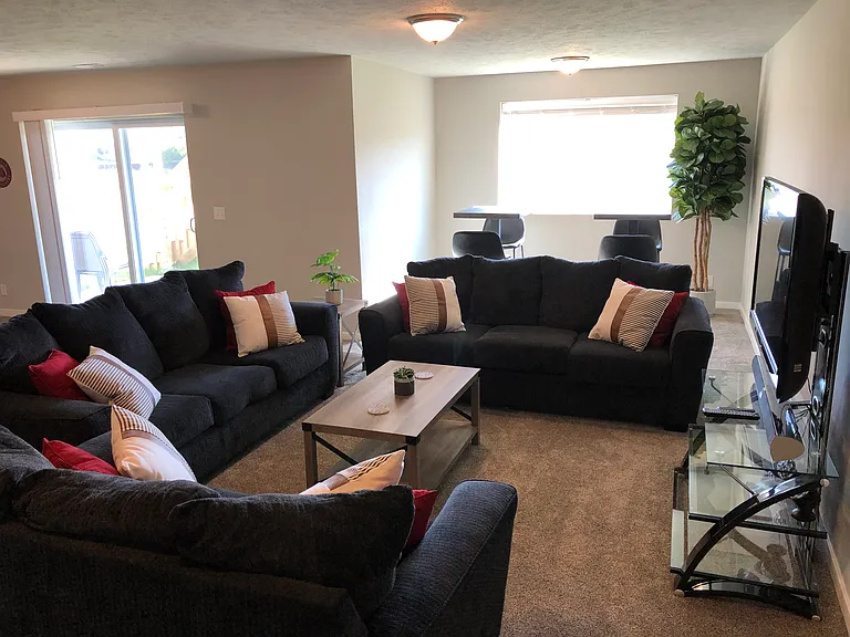 Basement Living room (in next couple pictures, the old TV is replaced with a newer one)