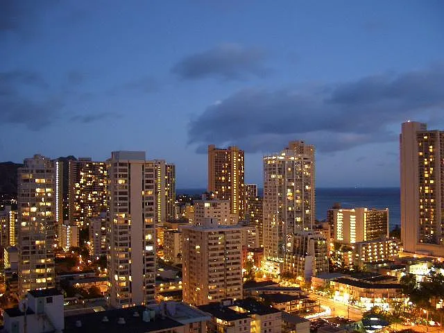 City Scape at Night from Lanai