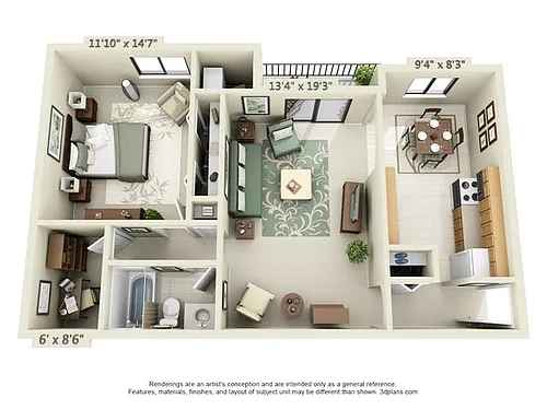 Floor plan 1 Bed 1 Bath