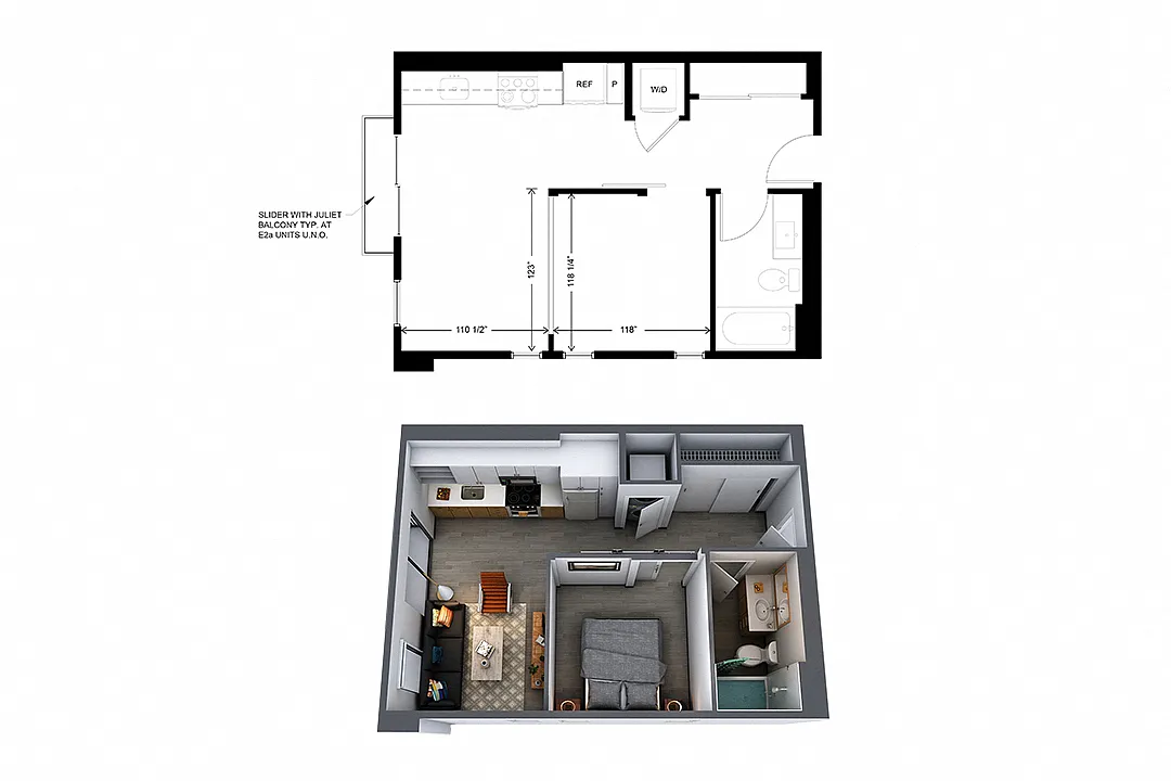 Floor plan a2 Urban 1 Bedroom