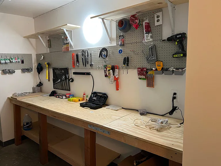 Garage workbench (tools go, but racking remains)