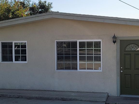 Front door and off-street parking