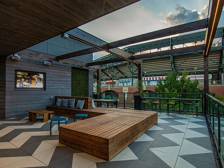 Outdoor Sky Lounge with City and Stadium Views
