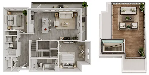Floor plan B1 + Balcony & Rooftop Terrace